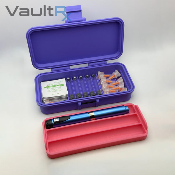 Injection Pen Travel Case with Cartridge & Accessory Storage | Fits 2, 3, or 4 Injection Pens | Peptide, Insulin, GLP-1 Pen Storage - VaultRx