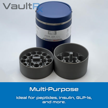 3mL/5mL/10mL Combo Vial Hydrapeak Insert | Fits 32oz Hydrapeak Food Jars | Peptide, Insulin, GLP-1 Cold Storage