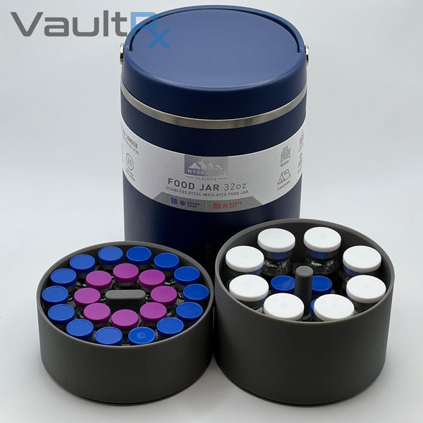 3mL/5mL/10mL Combo Vial Hydrapeak Insert | Fits 32oz Hydrapeak Food Jars | Peptide, Insulin, GLP-1 Cold Storage - VaultRx