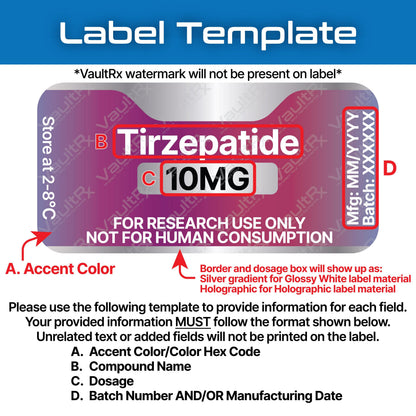 Peptide Vial Labels for 3mL, 5mL & 10mL Vials | Waterproof, Oil-Proof, Durable | Style 5
