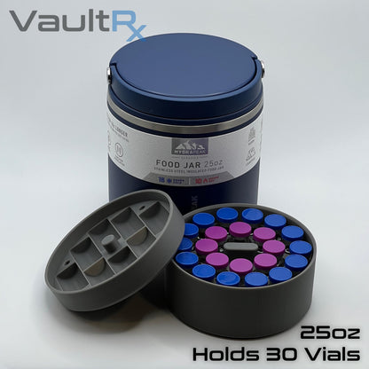 Hydrapeak 3mL Vial Insert for 25oz & 32oz Food Jars | Holds up to 52 Vials | Peptide, Insulin, GLP-1 Cold Storage