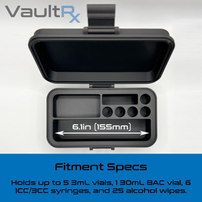 5 Slot 3mL Vial & 30mL BAC Water Case | Peptide Reconstitution Case with Syringe and Alcohol Pad Slots