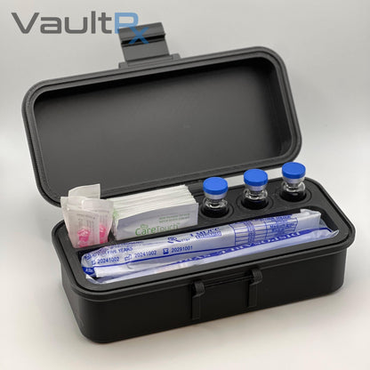 3 Slot Multi-Vial Travel Case with Syringe & Alcohol Pad Slots | Fits 3mL, 5mL, and 10mL Vials | Many Colors Available - VaultRx