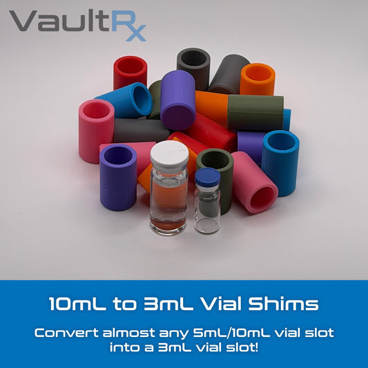 3mL Vial Shim Adapters for 10mL Slots | Case Adapters for Secure Fit | Peptide, Insulin, TRT Storage