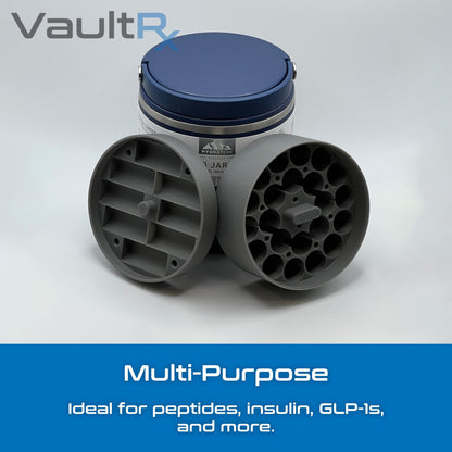 Hydrapeak 3mL Vial Insert for 25oz & 32oz Food Jars | Holds up to 52 Vials | Peptide, Insulin, GLP-1 Cold Storage