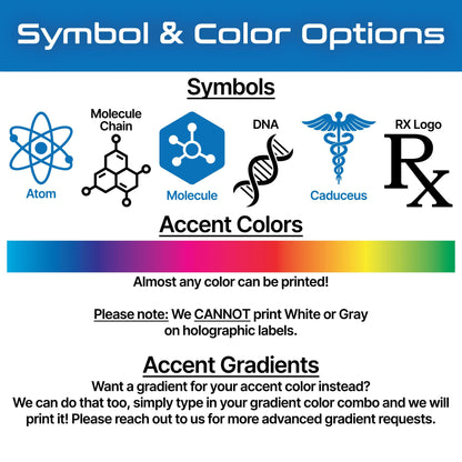 Peptide Vial Labels for 3mL, 5mL & 10mL Vials | Waterproof, Oil-Proof, Durable | Style 4