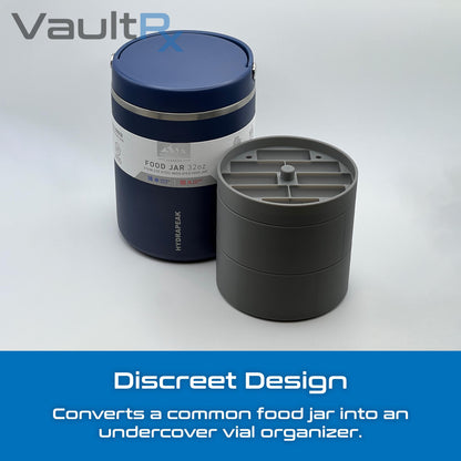 Hydrapeak 3mL Vial Insert for 25oz & 32oz Food Jars | Holds up to 52 Vials | Peptide, Insulin, GLP-1 Cold Storage