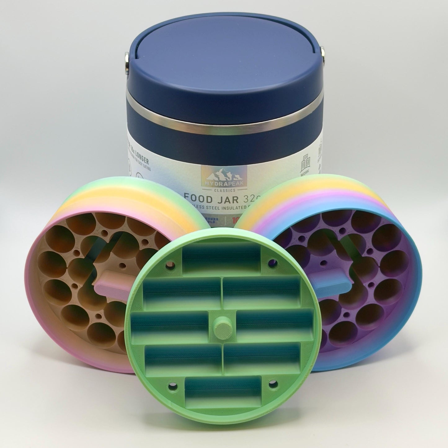 Hydrapeak 3mL Vial Insert for 25oz & 32oz Food Jars | Holds up to 52 Vials | Peptide, Insulin, GLP-1 Cold Storage