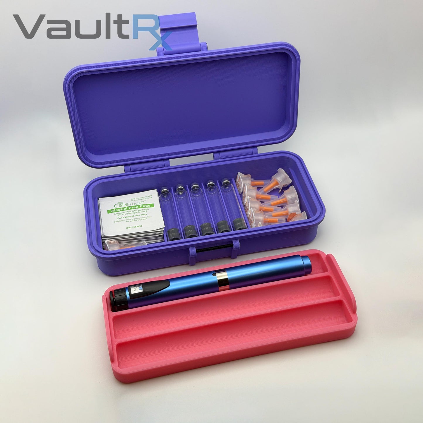 Injection Pen Travel Case with Cartridge & Accessory Storage | Fits 2, 3, or 4 Injection Pens | Peptide, Insulin, GLP-1 Pen Storage