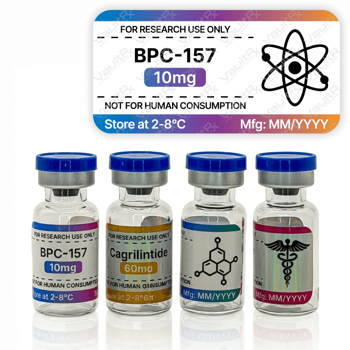 Framed Peptide Vial Labels - VaultRx