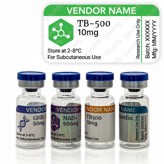 Peptide Vial Labels for 3mL, 5mL & 10mL Vials | Waterproof, Oil-Proof, Durable | Style 3