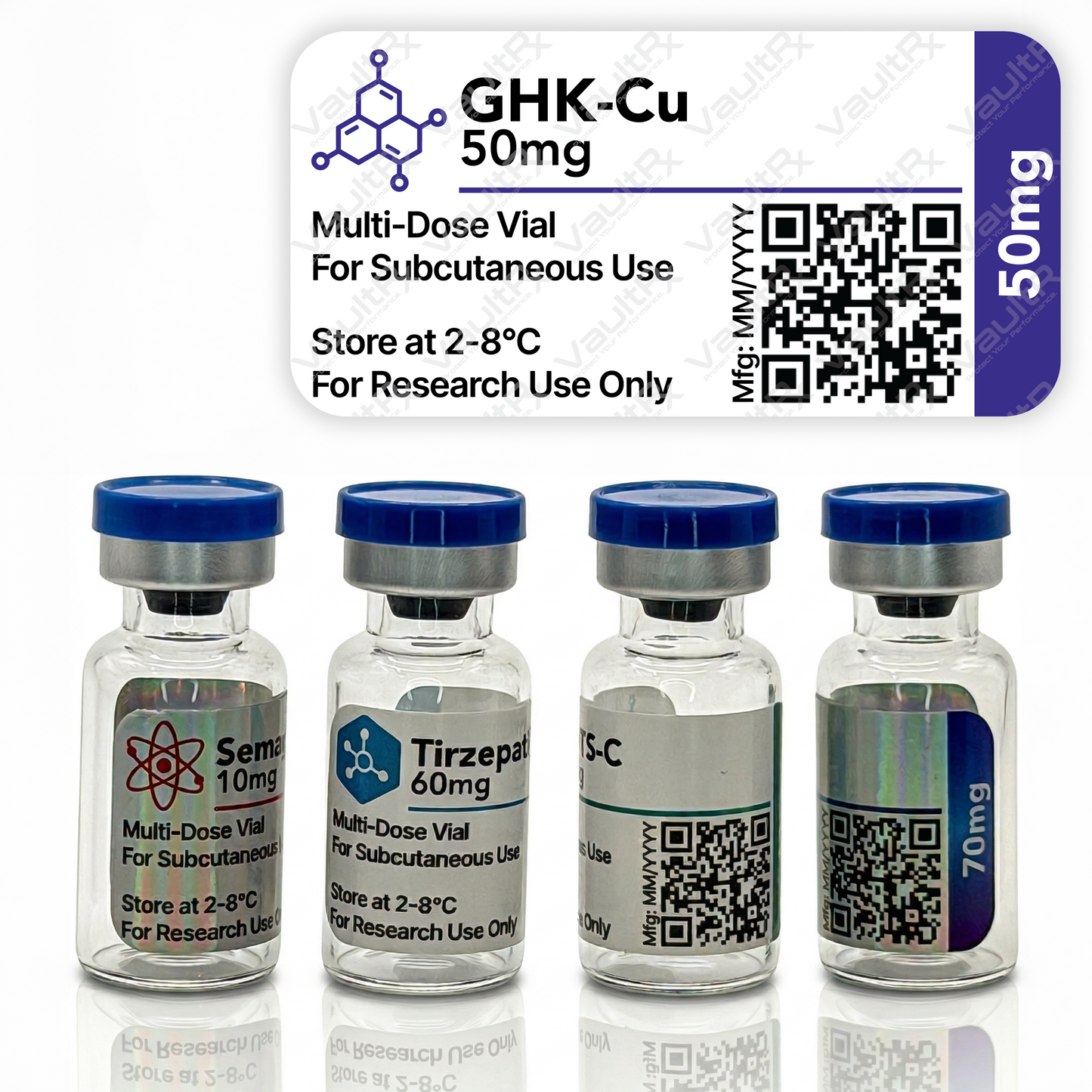 Peptide Vial Labels for 3mL, 5mL & 10mL Vials | Waterproof, Oil-Proof, Durable | Style 4