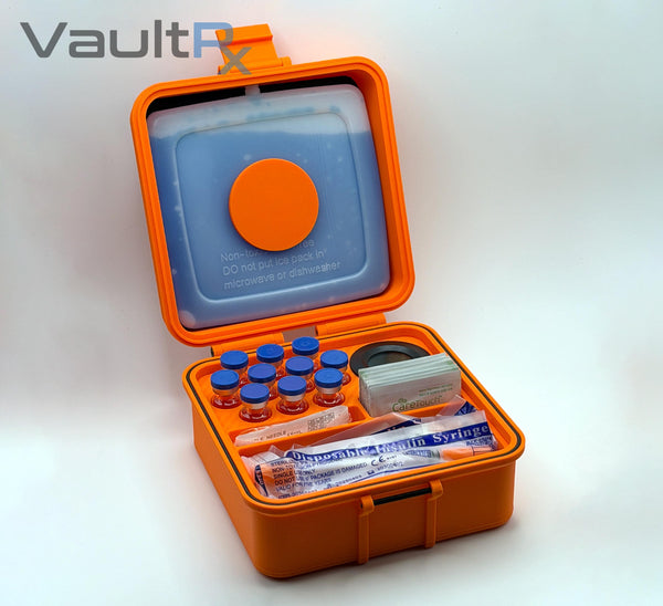 10 Slot 3mL Vial Cold Case | Peptide, Insulin, GLP-1 Storage | Ice Pack Included - VaultRx