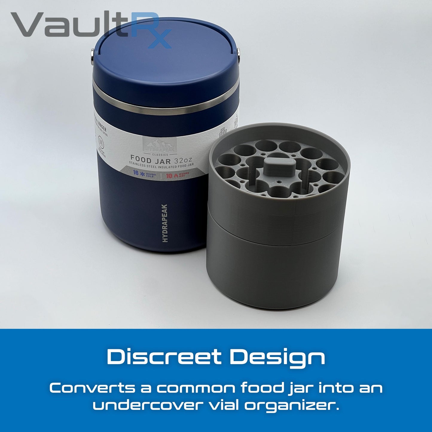 3mL/5mL/10mL Combo Vial Hydrapeak Insert | Fits 32oz Hydrapeak Food Jars | Peptide, Insulin, GLP-1 Cold Storage