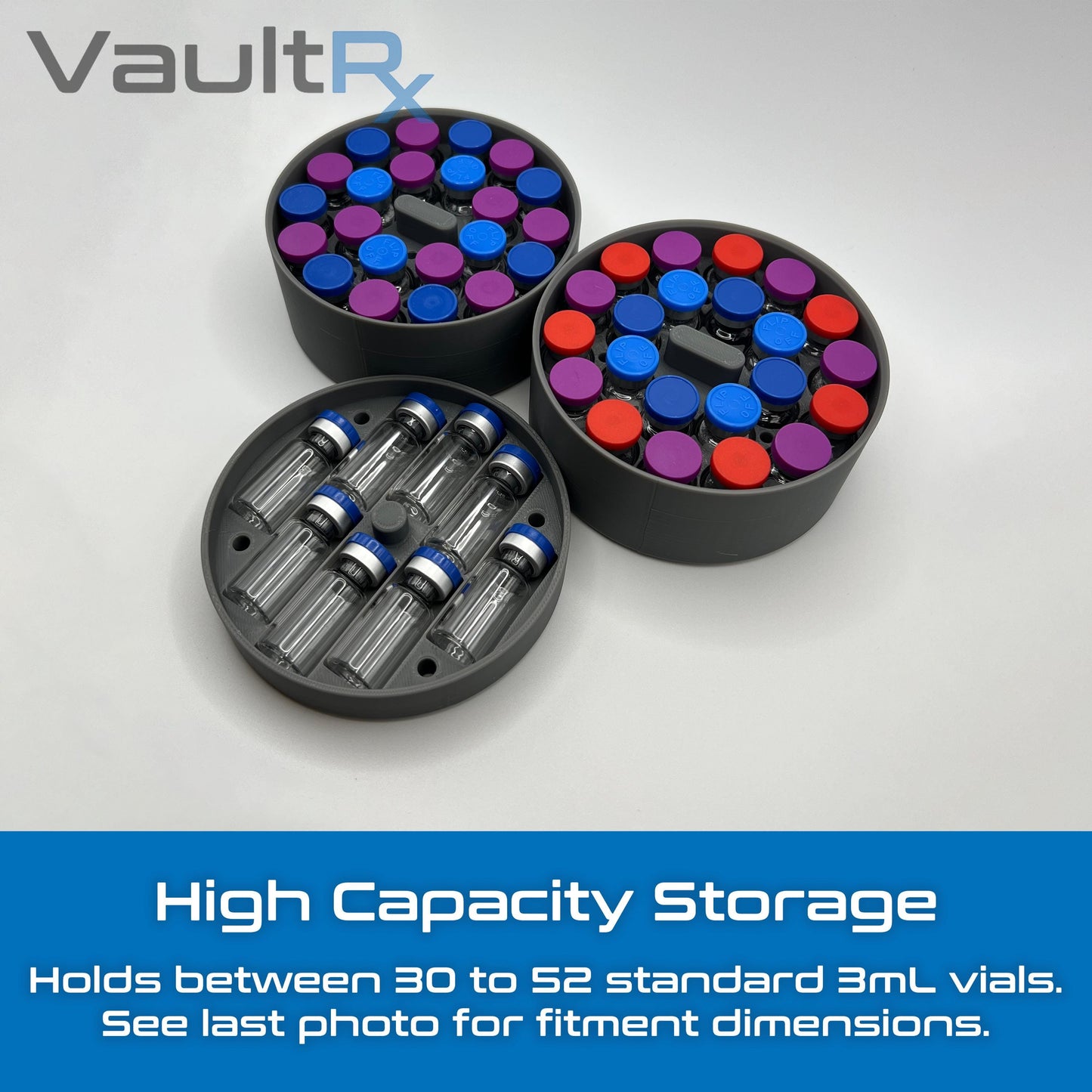 Hydrapeak 3mL Vial Insert for 25oz & 32oz Food Jars | Holds up to 52 Vials | Peptide, Insulin, GLP-1 Cold Storage