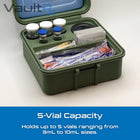 5 Slot Combo Vial Cold Case | Holds 3mL, 5mL & 10mL Vials | Peptide, Insulin, GLP-1 Cold Storage | Ice Pack Included - VaultRx