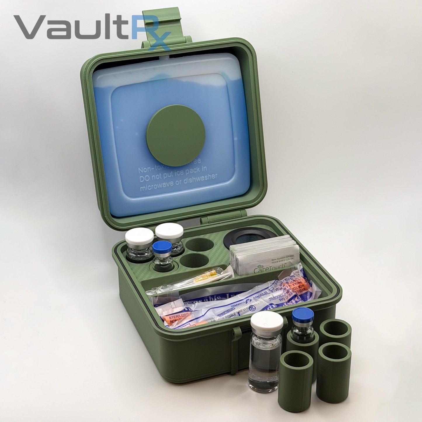 5 Slot Combo Vial Cold Case | Holds 3mL, 5mL & 10mL Vials | Peptide, Insulin, GLP-1 Cold Storage | Ice Pack Included