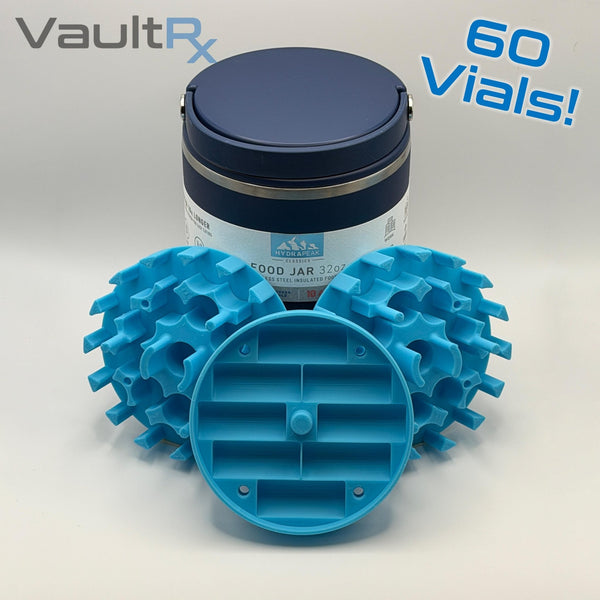 60 Vial 3mL Insert for 32oz Hydrapeak Food Jars | Peptide, Insulin, GLP-1 Cold Storage - VaultRx