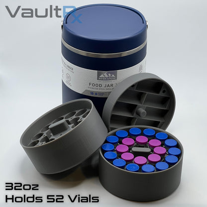 Hydrapeak 3mL Vial Insert for 25oz & 32oz Food Jars | Holds up to 52 Vials | Peptide, Insulin, GLP-1 Cold Storage