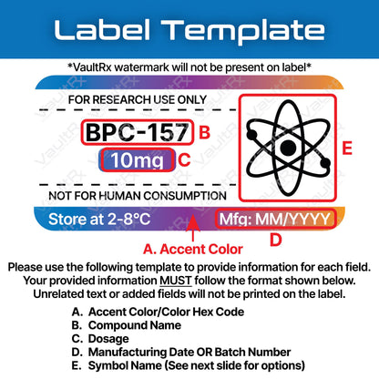 Peptide Vial Labels for 3mL, 5mL & 10mL Vials | Waterproof, Oil-Proof, Durable | Style 2