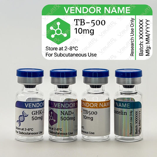 Peptide Vial Labels for 3mL, 5mL & 10mL Vials | Waterproof, Oil-Proof, Durable | Style 3